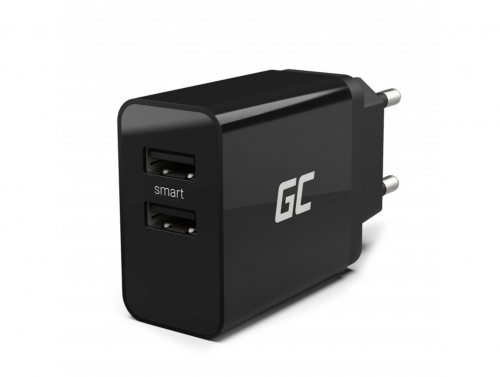 Universal oplader Green Cell ® med hurtig opladningsfunktion 2 USB-porte
