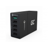 Universal oplader Green Cell ® med hurtig opladningsfunktion, 5 USB-porte, QC 3.0