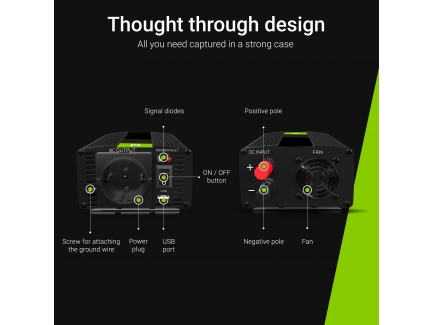 Green Cell Inverter til bil 12V til 230V, 3000W/6000W, Ren sinus