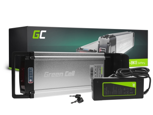 Green Cell Batteri Til Elcykel 36V 12Ah 432Wh Rear Rack Ebike 4 Pin med Oplader