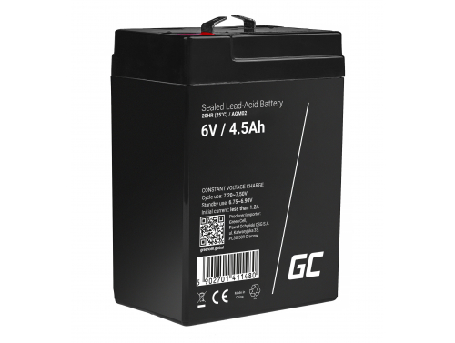 AGM GEL-batteri 6V 4,5Ah blybatteri Green Cell vedligeholdelsesfrit til kasseapparater og vægte