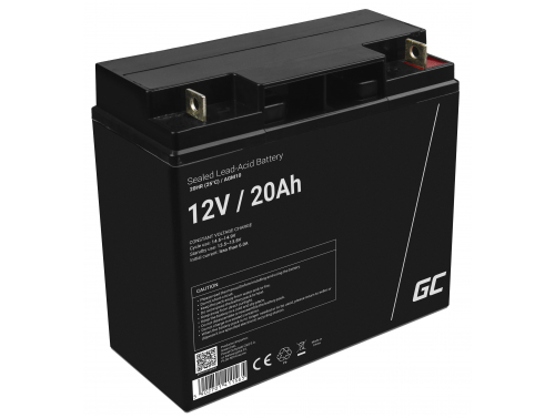 AGM GEL batteri 12V 20Ah blybatteri Green Cell vedligeholdelsesfri til motorbåde og elbiler