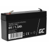AGM GEL batteri 6V 1.3Ah blybatteri Green Cell vedligeholdelsesfri til måler og skala