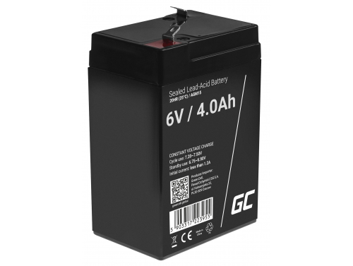 AGM GEL batteri 6V 4Ah blybatteri Green Cell vedligeholdelsesfri til traktor og bil