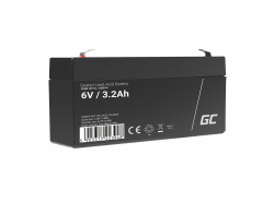 AGM GEL batteri 6V 3,2Ah blybatteri Green Cell vedligeholdelsesfri til lommelygte og nødbelysning
