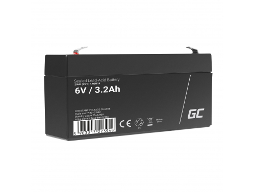 AGM GEL batteri 6V 3,2Ah blybatteri Green Cell vedligeholdelsesfri til lommelygte og nødbelysning