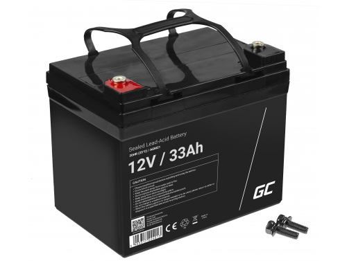 AGM GEL batteri 12V 33Ah blybatteri Green Cell vedligeholdelsesfri til scootere og fiskerbåde