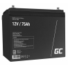 AGM GEL batteri 12V 75Ah blybatteri Green Cell vedligeholdelsesfrit til elmotor og autocamper