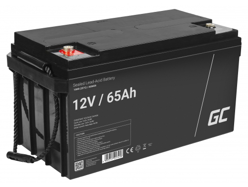 AGM GEL batteri 12V 65Ah blybatteri Green Cell vedligeholdelsesfrit til både og gaffeltrucks