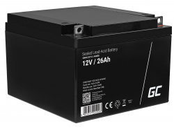 AGM GEL batteri 12V 26Ah blybatteri Green Cell vedligeholdelsesfri til både og solceller