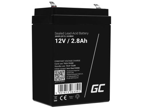 AGM GEL batteri 12V 2.8Ah blybatteri Green Cell vedligeholdelsesfri til tyngdekraft og alarm