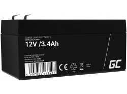 AGM GEL batteri 12V 3.4Ah blybatteri Green Cell vedligeholdelsesfrit til kasseapparater og skranker