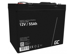 AGM GEL batteri 12V 55Ah blybatteri Green Cell vedligeholdelsesfri til både og joller