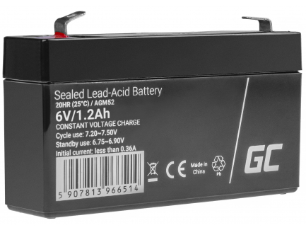 vindruer klippe Blikkenslager AGM GEL batteri 6V 1,2Ah blybatteri Green Cell til alarmsystemer og legetøj  - Battery Empire