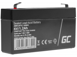 AGM GEL batteri 6V 1,2Ah blybatteri Green Cell til alarmsystemer og legetøj