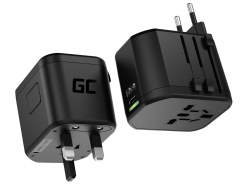 Green Cell GC TripCharge PRO universal adapter til stik med USB-A UC og USB-C PD 18W porte