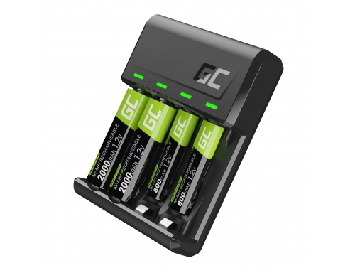 Indstil Green Cell GC VitalCharger-opladeren og NiMH-batterierne til 2x AA 2000mAh 2x AAA 800mAh