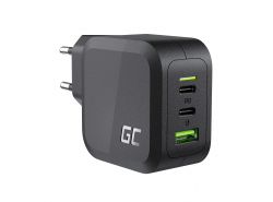 Green Cell Netoplader 65W GaN GC PowerGan til Bærbar computer, MacBook, Iphone Tablet Nintendo Switch 2x USB-C 1x USB-A