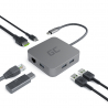 Adapter HUB USB-C Green Cell 6 i 1 (3xUSB 3.0 HDMI 4K Ethernet) til Apple MacBook Pro, Air, Asus, Dell XPS, HP, Lenovo X1