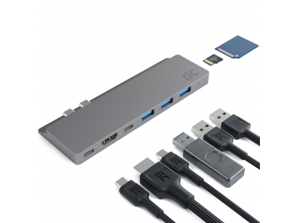 praktisk Thicken mølle Adapter HUB USB-C Green Cell 8i1 | HDMI, 3xUSB 3.0, SD, microSD