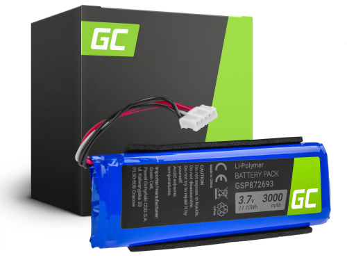 Batteri Green Cell GSP872693 P763098 03 til højttaler JBL Flip 3 / Flip III / Gray / Splashproof, Li-Polymer 3.7V 3000mAh
