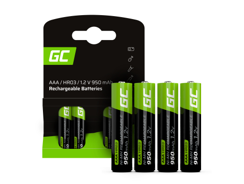 4x genopladelige Batterier AAA R3 950mAh Ni-MH foropladede Akkumulator Green Cell
