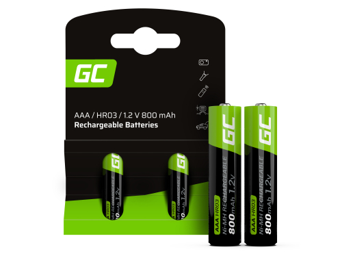 2x genopladelige Batterier AAA R3 800mAh Ni-MH foropladede Akkumulator Green Cell