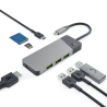 Adapter HUB GC Connect 7i1 (3xUSB-A 3.1 HDMI 4K 60Hz USB-C PD 85W) til Apple MacBook M1/M2 Lenovo X1, Asus ZenBook, Dell XPS