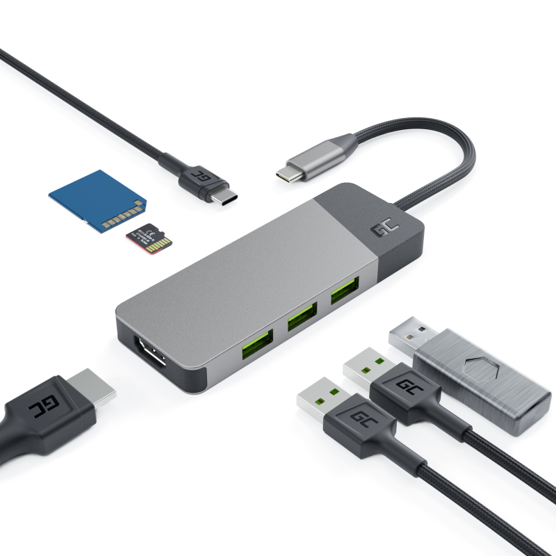 åndelig nordøst Målestok HUB Adapter USB-C GC Connect 7i1 | 3xUSB 3.1 HDMI 4K 60Hz USB-C PD 85W