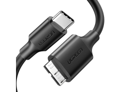 Micro-B USB - USB-C UGREEN 1m kabel, sort, Hurtig dataoverførsel Super Speed 3.0, Til kamera, harddisk, videokamera, smartphone
