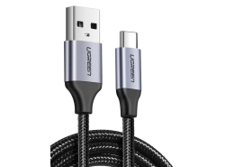 UGREEN USB til USB-C-kabel 300 cm, Quick Charge 3.0, høj holdbarhed, sort-sølv