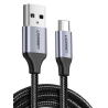 UGREEN USB til USB-C-kabel 300 cm, Quick Charge 3.0, høj holdbarhed, sort-sølv