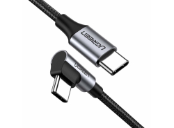USB-C til USB-C-kabel, vinklet UGREEN US255,3A, 60W, 0,5m, sort
