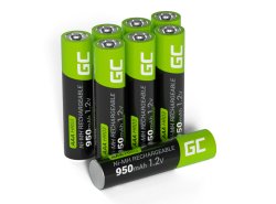 8x genopladelige Batterier AAA R3 950mAh Ni-MH foropladede Akkumulator Green Cell