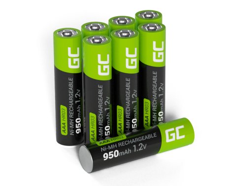 8x genopladelige Batterier AAA R3 950mAh Ni-MH foropladede Akkumulator Green Cell