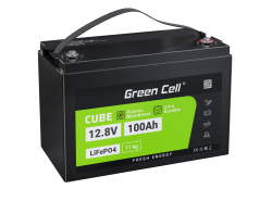 Green Cell LiFePO4 batteri 100Ah 12.8V 1280Wh Lithium-Jern-Phosphate til sejlbåde, solcelleanlæg, campingvogne