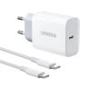 Oplader UGREEN 30W med USB-C-kabel, hurtig opladning, kompatibel med Samsung, Xiaomi, iPad og MacBook, let og kompakt