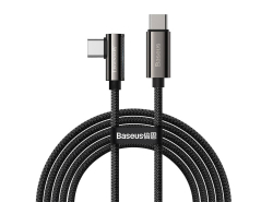 Kantet USB-C til USB-C-kabel fra Baseus Legend Series, 100W, 2 meter, Sort, Hurtig opladning PD og dataoverførsel ved 480 Mbp/s