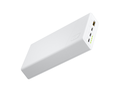 Green Cell PowerPlay20s Hvid Powerbank 20000mAh 22.5W PD USB C med hurtig opladning til iPhone 15 14 13 12 11 X, Galaxy S23 S24