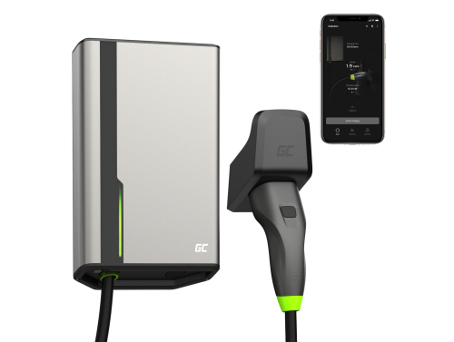 Green Cell GC HabuDen Wallbox 22kW 32A 5m kabel Type 2 Smart EV-ladestation med GC App Bluetooth WiFi