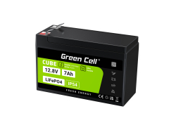 Green Cell CUBE LiFePO4 Batteri 7Ah 12.8V 89.6Wh Lithium-Jern-Phosphate til UPS, Alarm Legetøj, CCTV Telekom, Elektrisk legetøj