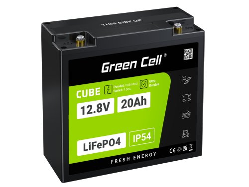 Green Cell CUBE LiFePO4 Batteri 20Ah 12.8V 256Wh Lithium-Jern-Phosphate til Traktorer, Plæneklippere, Elektriske Køretøjer