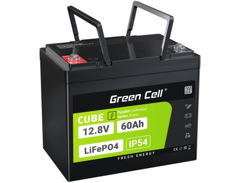 Green Cell CUBE LiFePO4 Batteri 60Ah 12.8V 768Wh Lithium-Jern-Phosphate til Autocampere, Elektriske både, Campingvogne