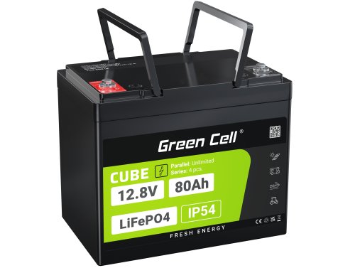 Green Cell CUBE LiFePO4 Batteri 80Ah 12.8V 1024Wh Lithium-Jern-Phosphate til Autocamper, Rengøringsudstyr, Campingvogne