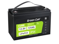 Green Cell CUBE LiFePO4 Batteri 125Ah 12.8V 1600Wh Lithium-Jern-Phosphate til Autocamper, Solcelleanlæg, Off-grid-system, Båd