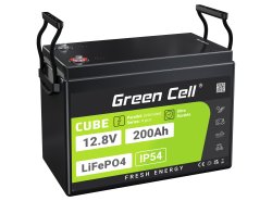 Green Cell CUBE LiFePO4 Batteri 200Ah 12.8V 2560Wh Lithium-Jern-Phosphate til Autocamper, Solpaneler, Madvogn, Campingvogne