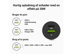 Green Cell Autoladegerät 38W GC PowerRide Nano38 mit USB-C USB-A Power Delivery und Ultra Charge Schnellladung