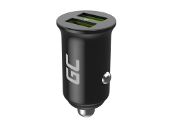 Green Cell Biloplader USB PowerRide Nano36, 2x USB-A, 36W med hurtig opladning Ultra Charge + LED Kabel Lightning 120cm