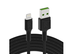 Green Cell Biloplader USB PowerRide Nano36, 2x USB-A, 36W med hurtig opladning Ultra Charge + LED Kabel Lightning 120cm