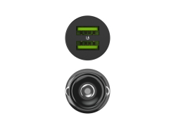 Green Cell Biloplader USB PowerRide Nano36, 2x USB-A, 36W med hurtig opladning Ultra Charge + LED Kabel Lightning 120cm
